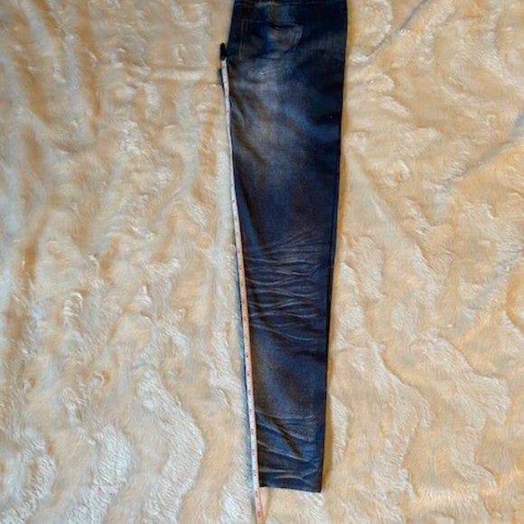 2/$30 Leggings Blue Faux Jean-look Girls Size 12/14 - Picture 8 of 11